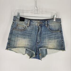 Aritzia Talula Vintage Wash Raw Hem High Rise Shorts 27